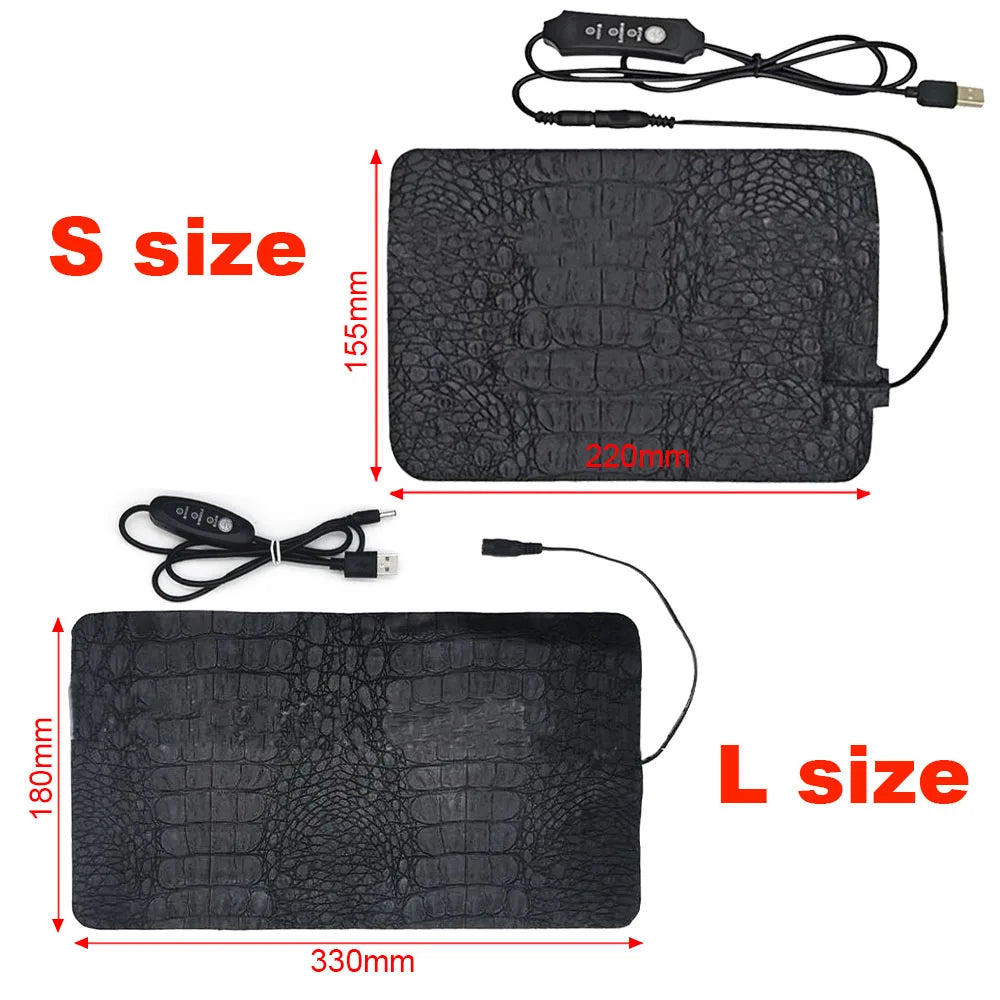 USB Pet Heating Pad Water Resistant Reptile Incubator Heating Pad Three Adjustable Temperatures Leather Winter Warm Waterproof