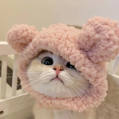 面白いペットヘッドバンド ぬいぐるみ 毛糸 猫 犬 キャップ パンダ 豚 ペット 暖かい ペット帽子 ひよこ コスプレ用品 ヘッドドレス コスチューム