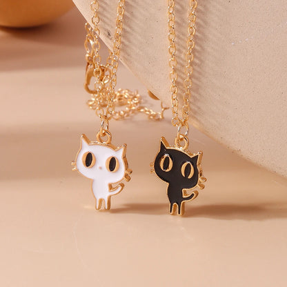 Cute Enamel Dog Cat Paw Necklaces for Women Men BFF Best Friends Couple Matching Pendant Necklace Set Birthday Gifts