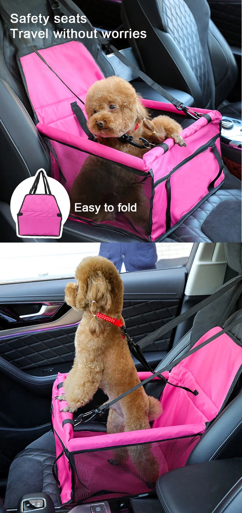 Dog Car Seat Cover Folding Hammock Pet Carriers Bag Basket Carrying for Cats Stable Foldable Travel Pet Dog Car Seat