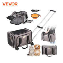 VEVOR 寵物貓咪背包透氣外出狗狗背包帶伸縮手柄輪子和肩帶,適合旅行攜帶