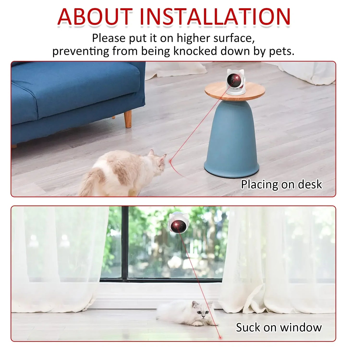 猫用レーザーおもちゃ 自動充電式モーション ランダム起動インタラクティブ猫おもちゃ 室内猫/犬/子猫用 スロー&amp;ファストモード