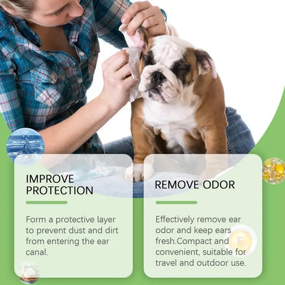 Dog Ear Cleaner Wipes Effective Cat Ear Wipes Dog Ear Cleaning Pads Soothing Dog Ear Cleaner Cat Ear Cleaner Wipes for Pet Dogs