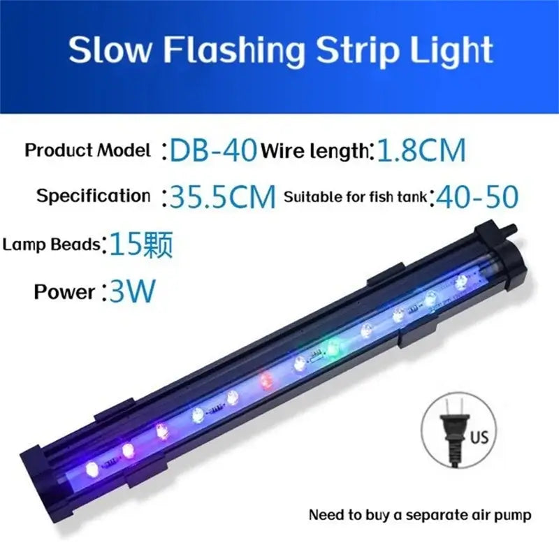 Aquarium Fish Tank LED Colorful Light EU/US Plug Submersible Waterproof Bar Strip Lamp Submersible Lightings Tank Decoration