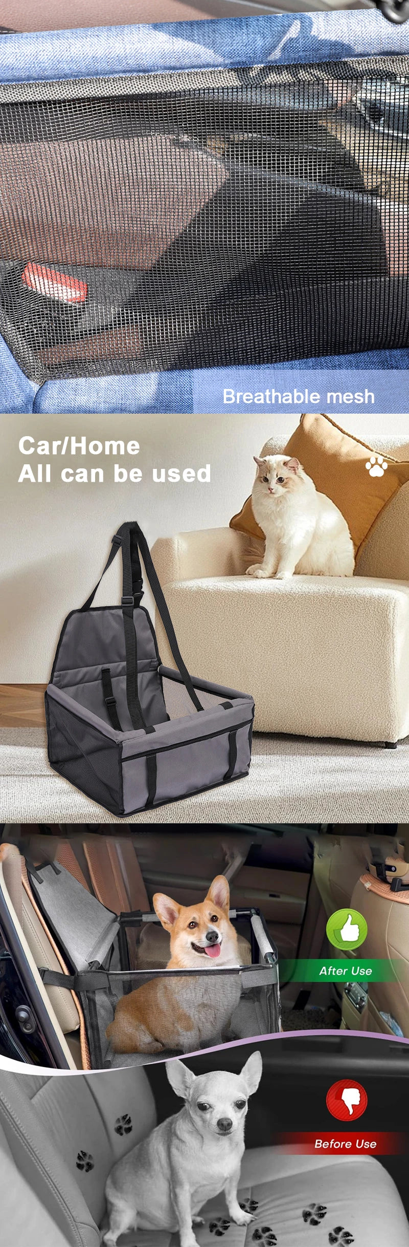 Dog Car Seat Cover Folding Hammock Pet Carriers Bag Basket Carrying for Cats Stable Foldable Travel Pet Dog Car Seat