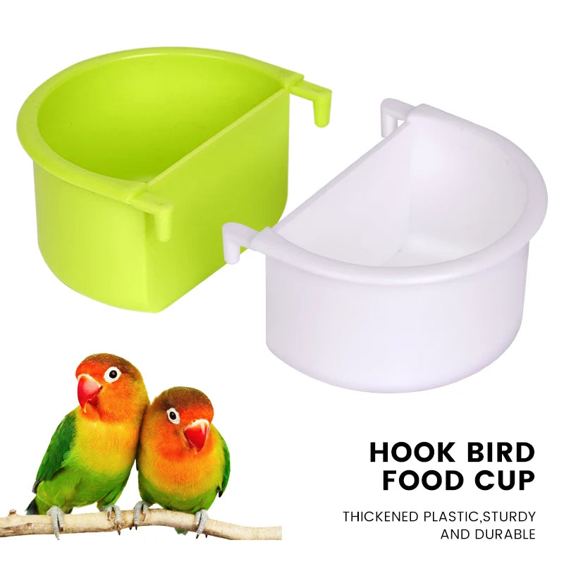 2 /1 Pieces Bird Food Feeding Dish Easy to Install Bird Cage Feeder Bowl for Small Animals Budgie Parrot Parakeets Lovebirds