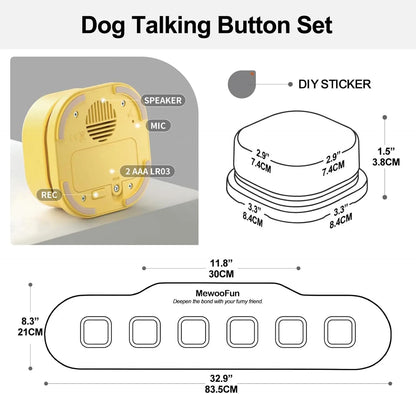 Mewoofun Dog Buttons Training Words Dog Talking Training Buttons Set 6 Packs for Communication Starter Pack with Training Manual