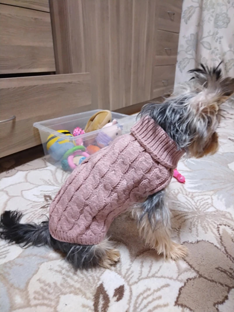 Puppy Dog Sweaters for Small Medium Dogs Cats Clothes Winter Warm Pet Turtleneck Chihuahua Vest Soft Yorkie Coat Teddy Jacket