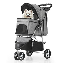 Foldable Pet Stroller Trolley Carrier With Wheels 3 Wheels Pet Strolling Cart For Small/Medium Dogs And Cats With Storage Basket