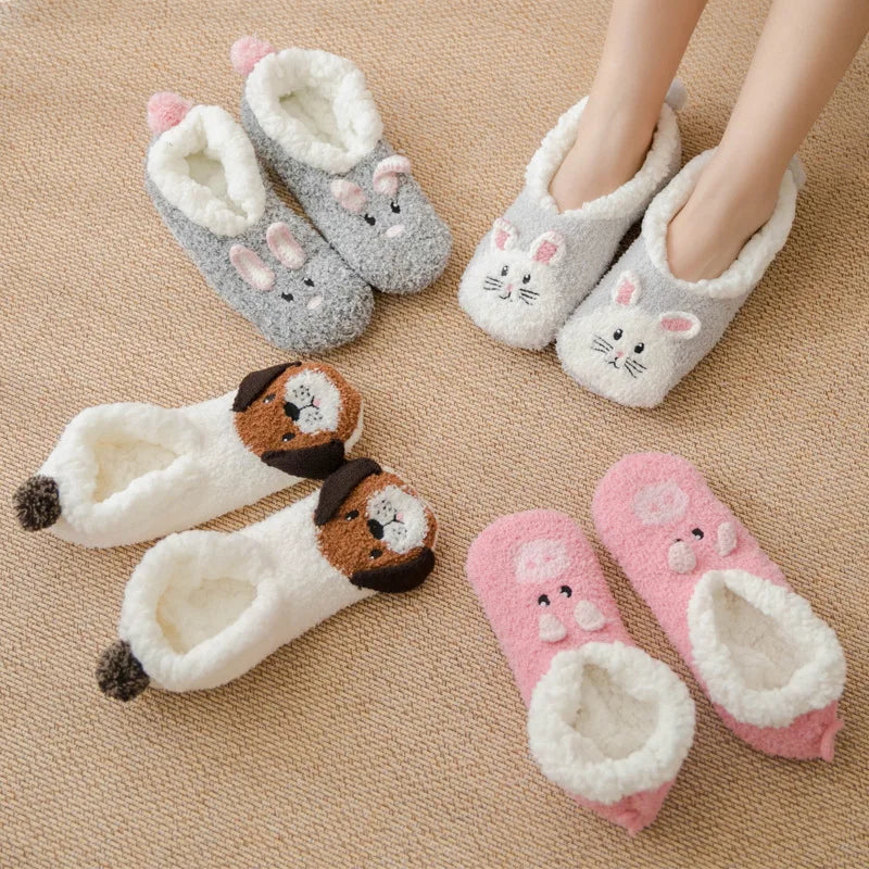 Fluffy Slippers Women winter warm Unicorn Dog Anti Slip Kawaii Fuzzy Ladies Panda Plush Soft Female Cartoon Shoes Home Indoor