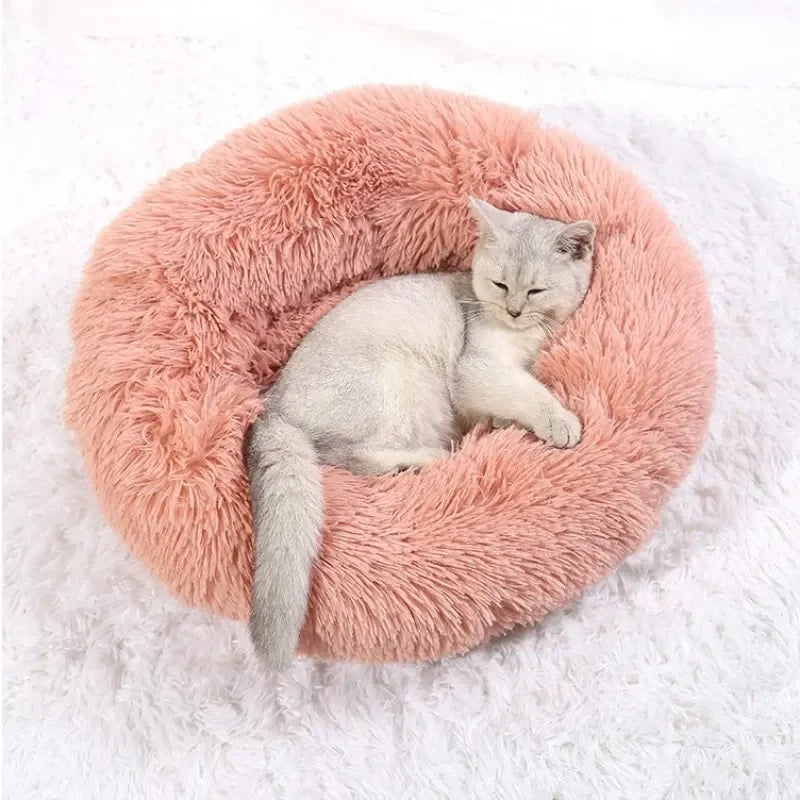 超ソフトペット猫ベッド プラッシュ フルサイズ 洗える 落ち着いたベッド ドーナツベッド 快適な睡眠アイテム あらゆる種類の猫に適しています