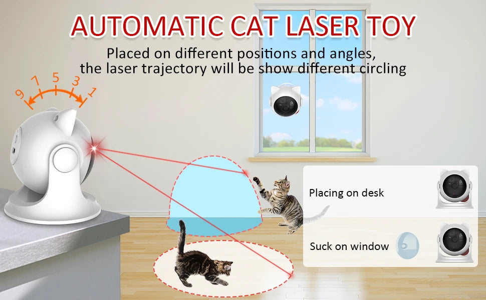 Cat Laser Toy Automatic Rechargeable Motion Random Activated Interactive Cat Toys for Indoor Cats/Dog/Kittne Slow and Fast Mode