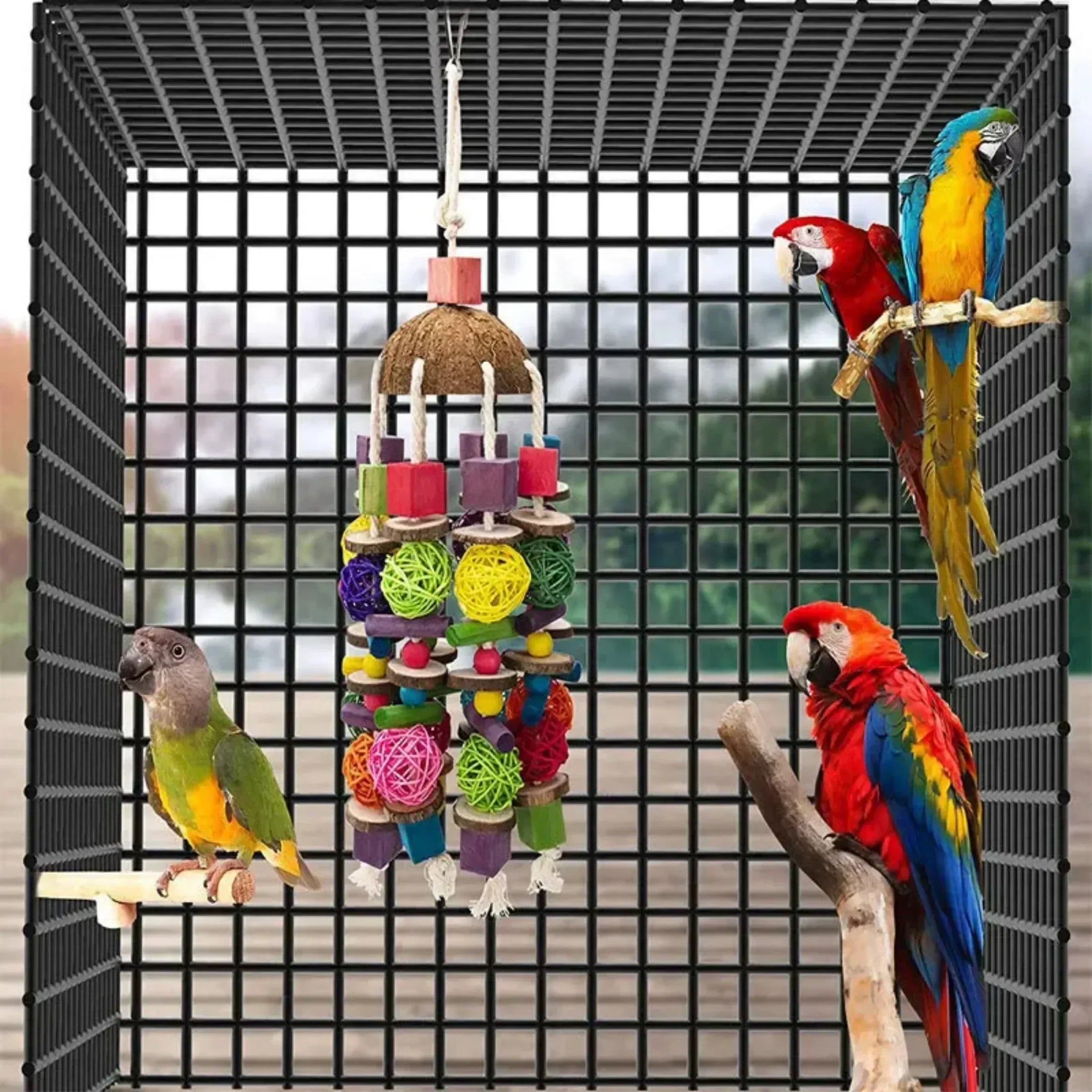 Bird Chewing Toy Bird Parrot Training Toys Chewing Foraging Hanging Cage Paper Strings Wire Drawing Ball Toys Relieve Boredom