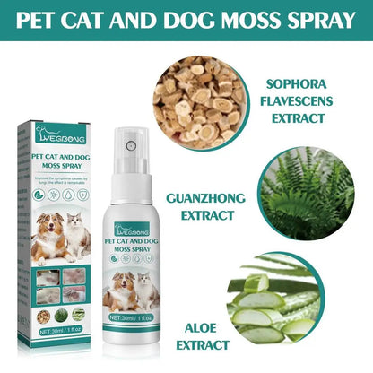 Pet Skin Care Spray 30ml Dogs and Cats Skin Problems Moss Spray Pet Cleaning Care Anti-Itch Spray Dog Cat Healthy Care Supplies