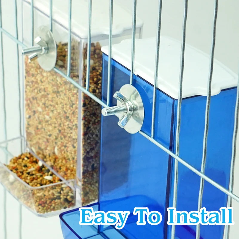 Automatic Bird Feeder Parrot Quail Cage Hanging Feeder Box Automatic Anti-spill Mount Budgie Cockatiel Conure Food Dispenser