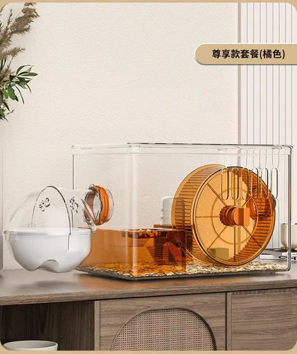Hamster cage Luxury Grand Villa Transparent acrylic Gold silk Bear Dutch Pig two layer multi-layer combination hamster supplies