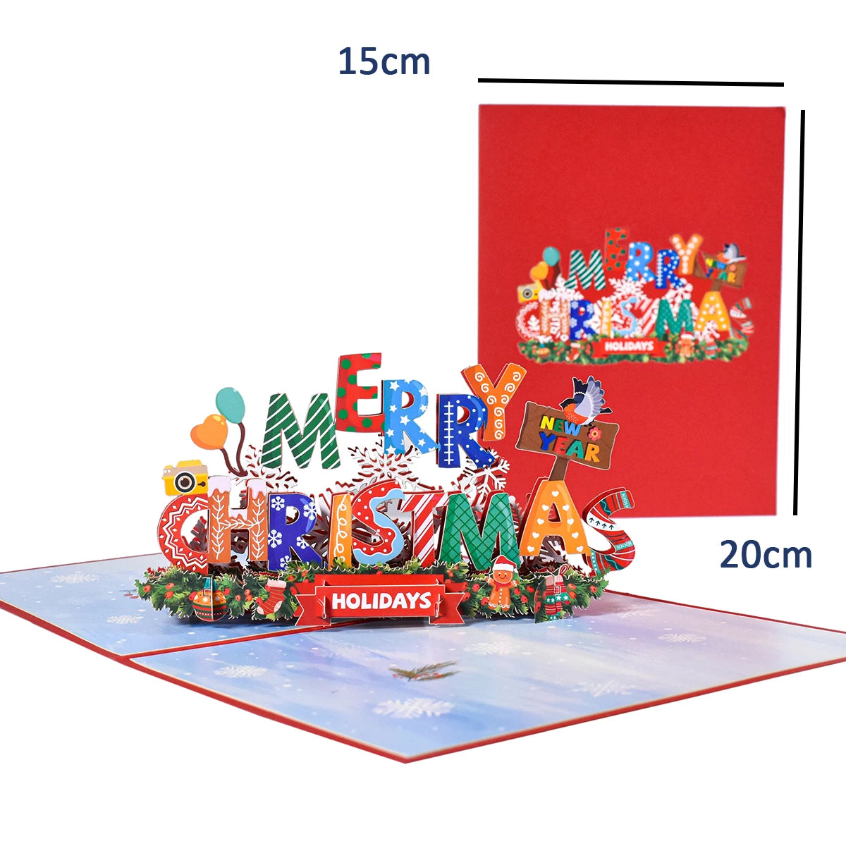 Christmas Pop Up Card, Christmas Bouquet Popup Card, Happy Holidays New Year