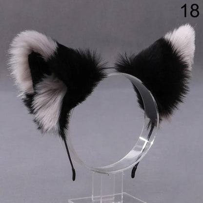 Fox Cat Ear Plush Hair Hoops Cosplay Fluffy Plush Hairband Headband Women Girl Masquerade Party Headwear Hair Accessories