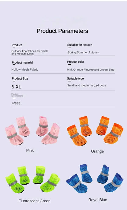 Non-slip Dog Boots for Small & Medium Dogs, 4pc Set