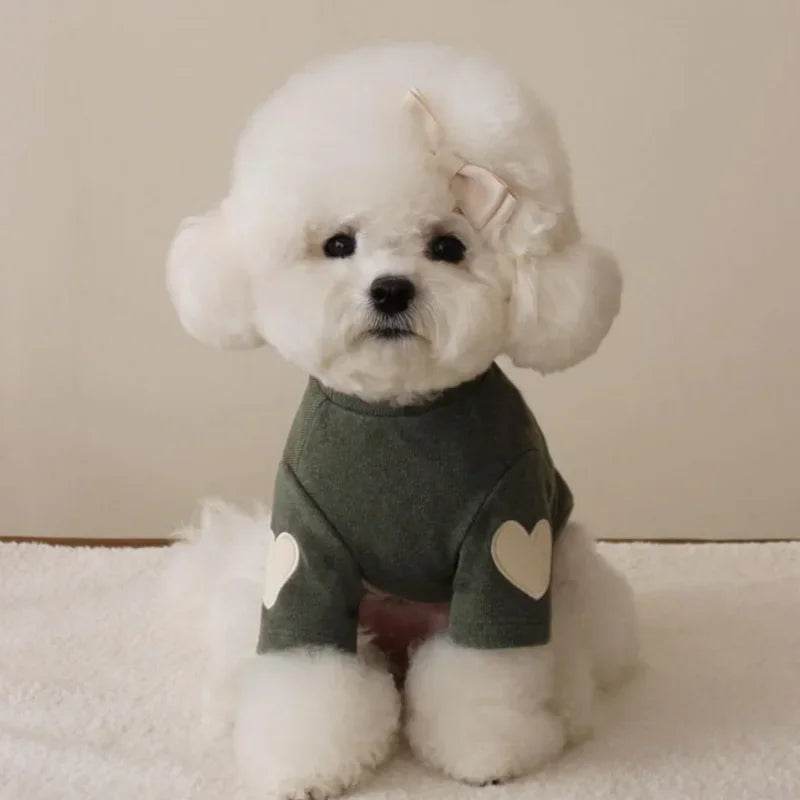 Love Winter Warm Pet Dog Clothes Base Shirt Cute Love Bear Teddy Yorkshire Hoodie Cat Pet Warm Clothes Designer Puppy Clothing