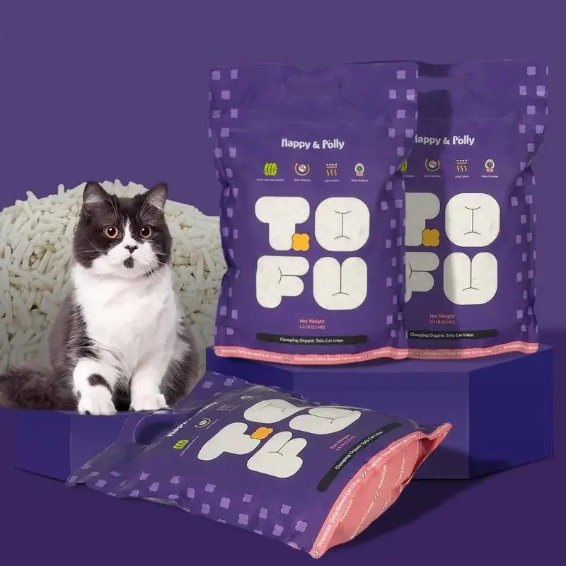 Tofu Cat Litter, Clumping, Flushable, Dust-Free, Odor Control, Low tracking, Not Suitable for Automatic Litter Boxes