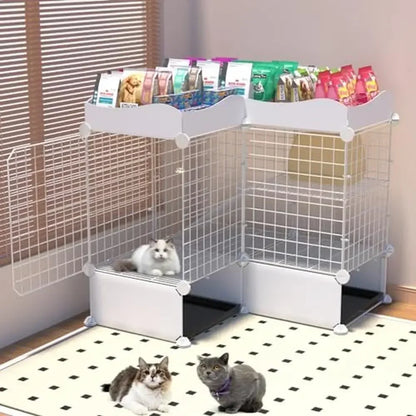 2 Tier Rabbit Cage Indoor Bunny Hutch Cat Cage with Pull Out Tray Corner Design Easy Cleaning Stable and Durable Loft Design