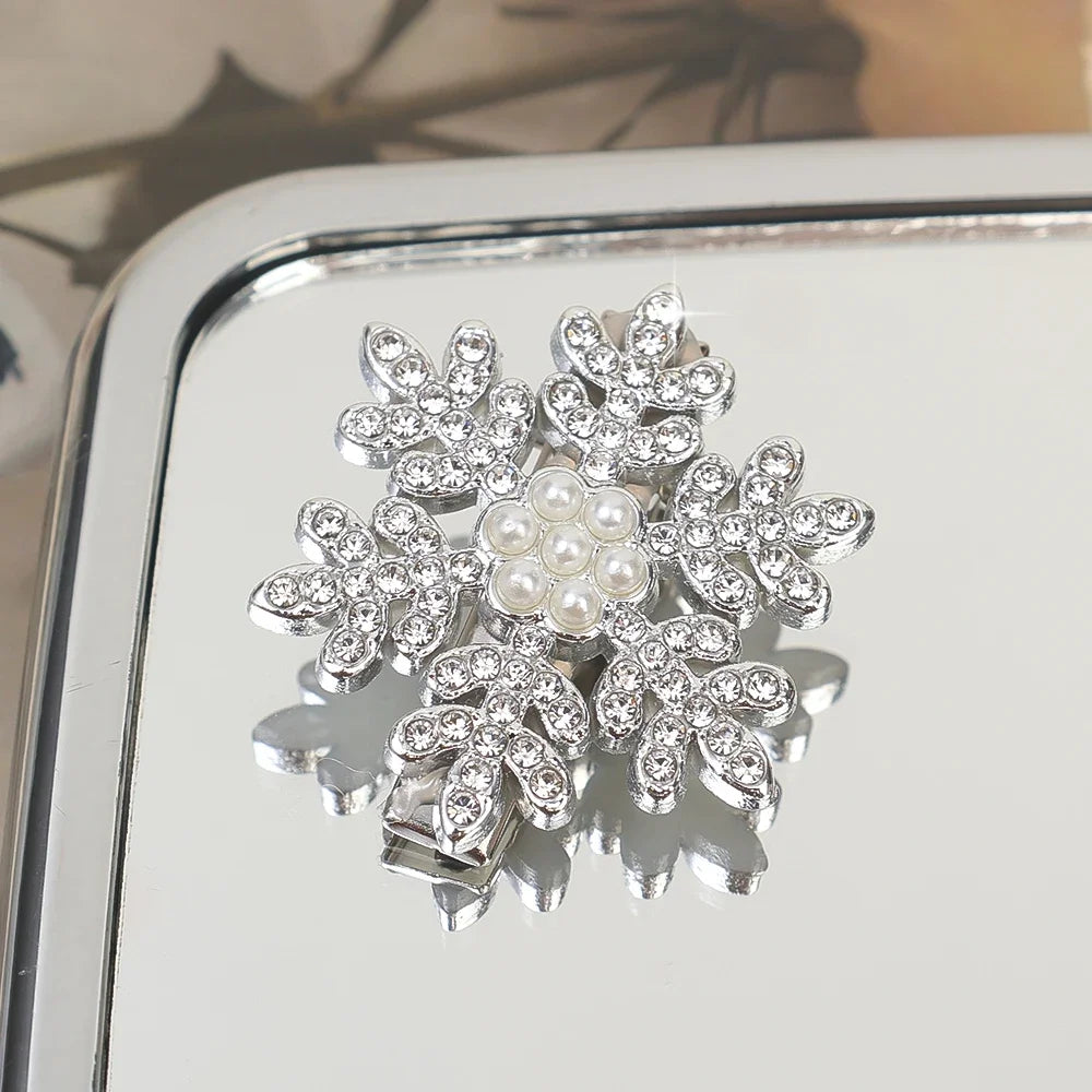 Petshomesupplies /5pcs Snowflake Rhinestone Hair Clips Crystal Hairpin for Women Barrette Wedding Bridal Christmas Ornaments Hair Accessories