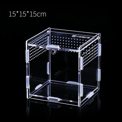 Acrylic Transparent Reptile Terrarium Breeding Box Turtle Cage Nano Arboreal Tarantula Enclosure Dearded Dragon Reptiles Habitat