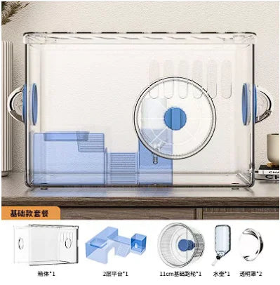 Hamster cage Luxury Grand Villa Transparent acrylic Gold silk Bear Dutch Pig two layer multi-layer combination hamster supplies