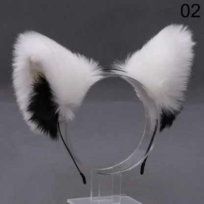 Fox Cat Ear Plush Hair Hoops Cosplay Fluffy Plush Hairband Headband Women Girl Masquerade Party Headwear Hair Accessories