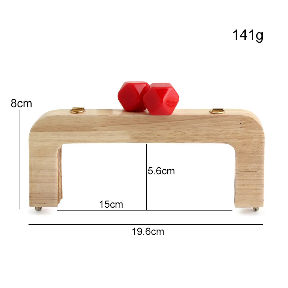 1PC Macaron Candy Color Wallet Solid Wood Handle Frame Retro Bag Messenger Bag Curved Solid Wood Resin Head Gold DIY Handle