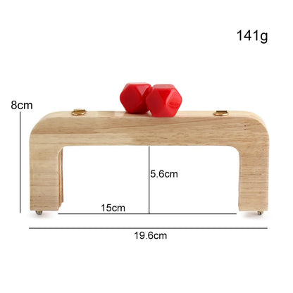 1PC Macaron Candy Color Wallet Solid Wood Handle Frame Retro Bag Messenger Bag Curved Solid Wood Resin Head Gold DIY Handle