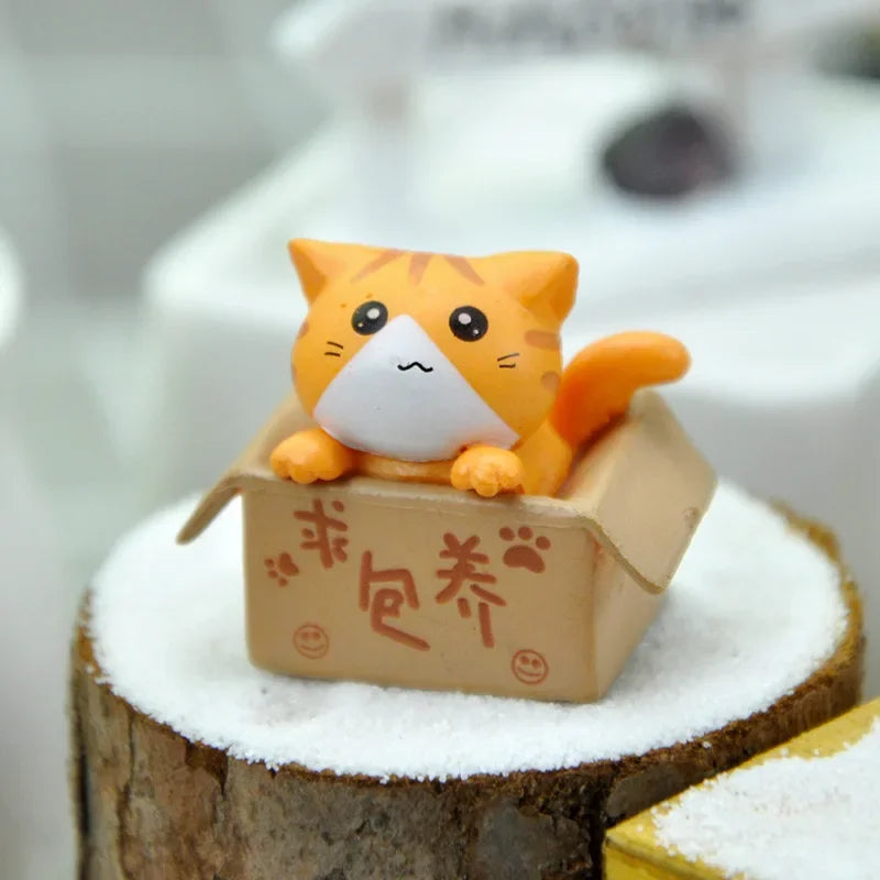 Kawaii Mini Cat Ornament Garden kitten statue Gift For Kids Children Baby Room Decoration Toy