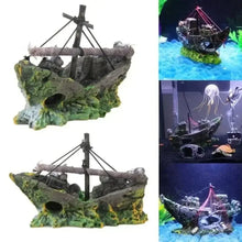 水族箱裝飾魚缸裝飾造景海盜船沉船復古樹脂設計船水族箱配件家居裝飾