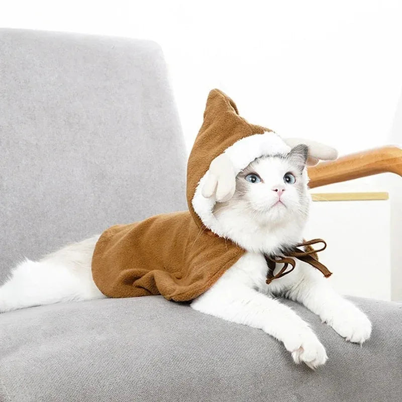 Pet Costumes Cute Christmas Cloak Cosplay Costume For Kittens Dog Clothes Antler Decoration Winter Warmth Pet Supplies