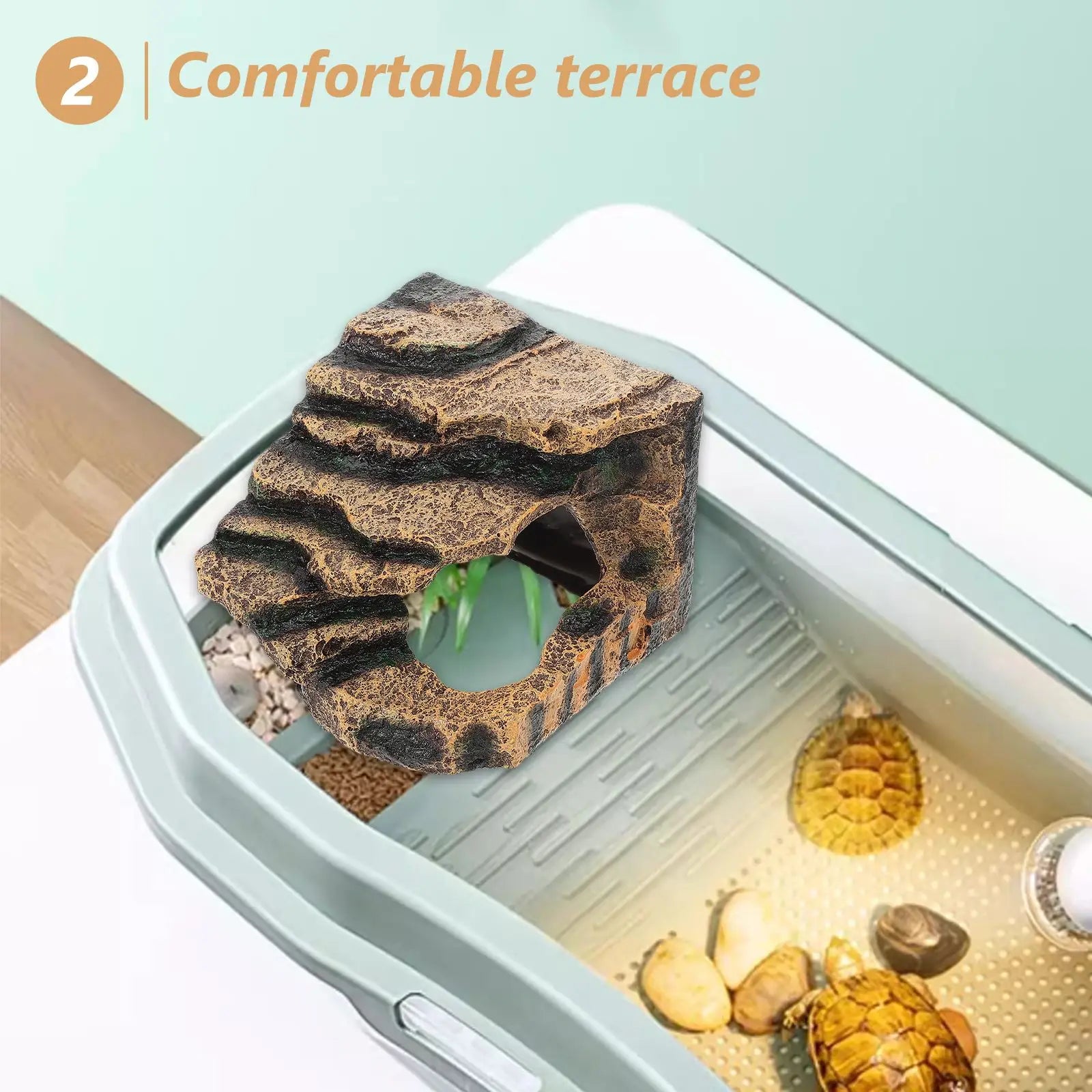 Turtle Basking Platform Hermit Crab Hideout Resin Reptile Climbing Platform Habitat Turtle Tank Aquarium Ornament