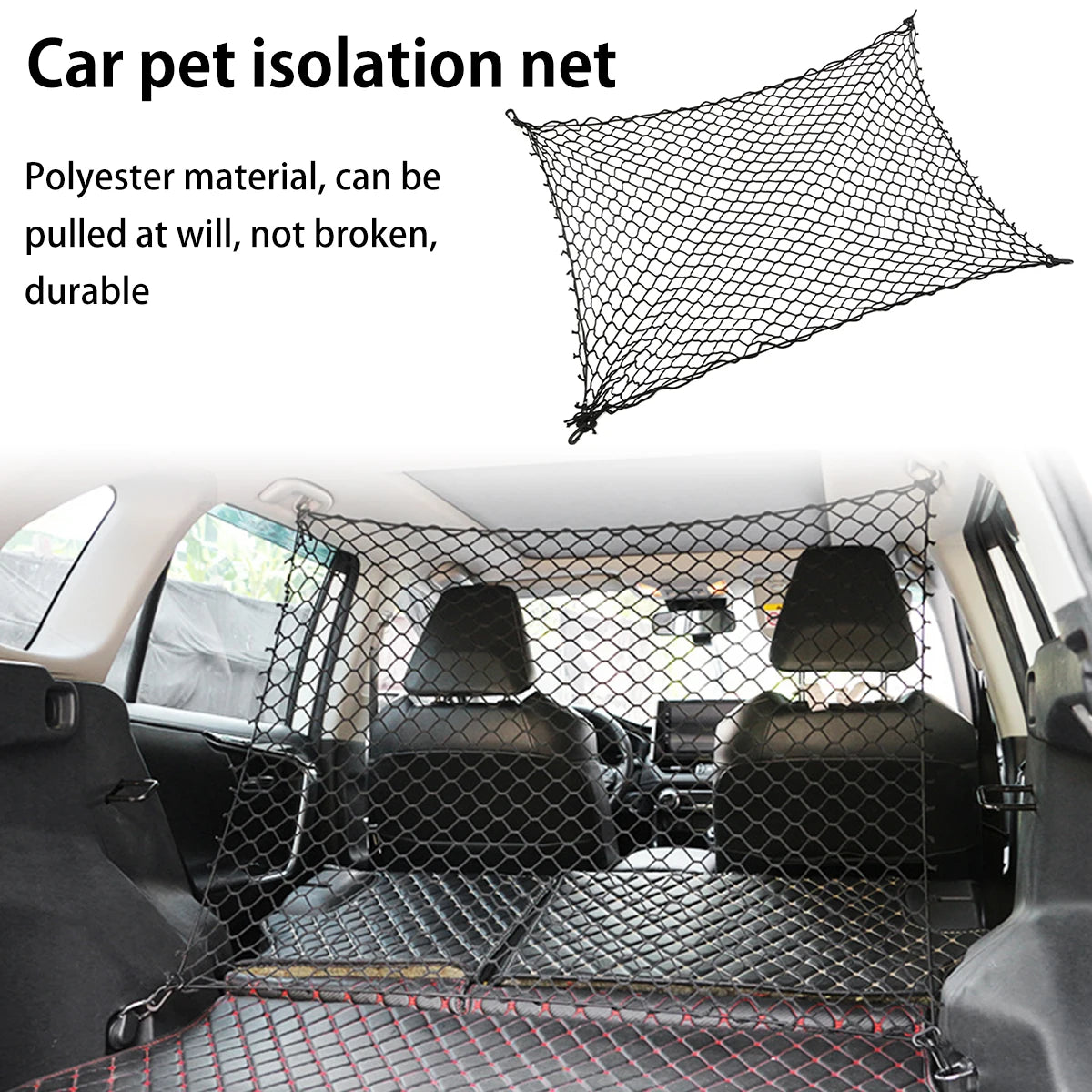 Pet Car Barrier Net Elastic Durable Dog Car Safety Barrier Net Foldable Car Dog Fence Barrier Universal Auto with Hooks New 2024