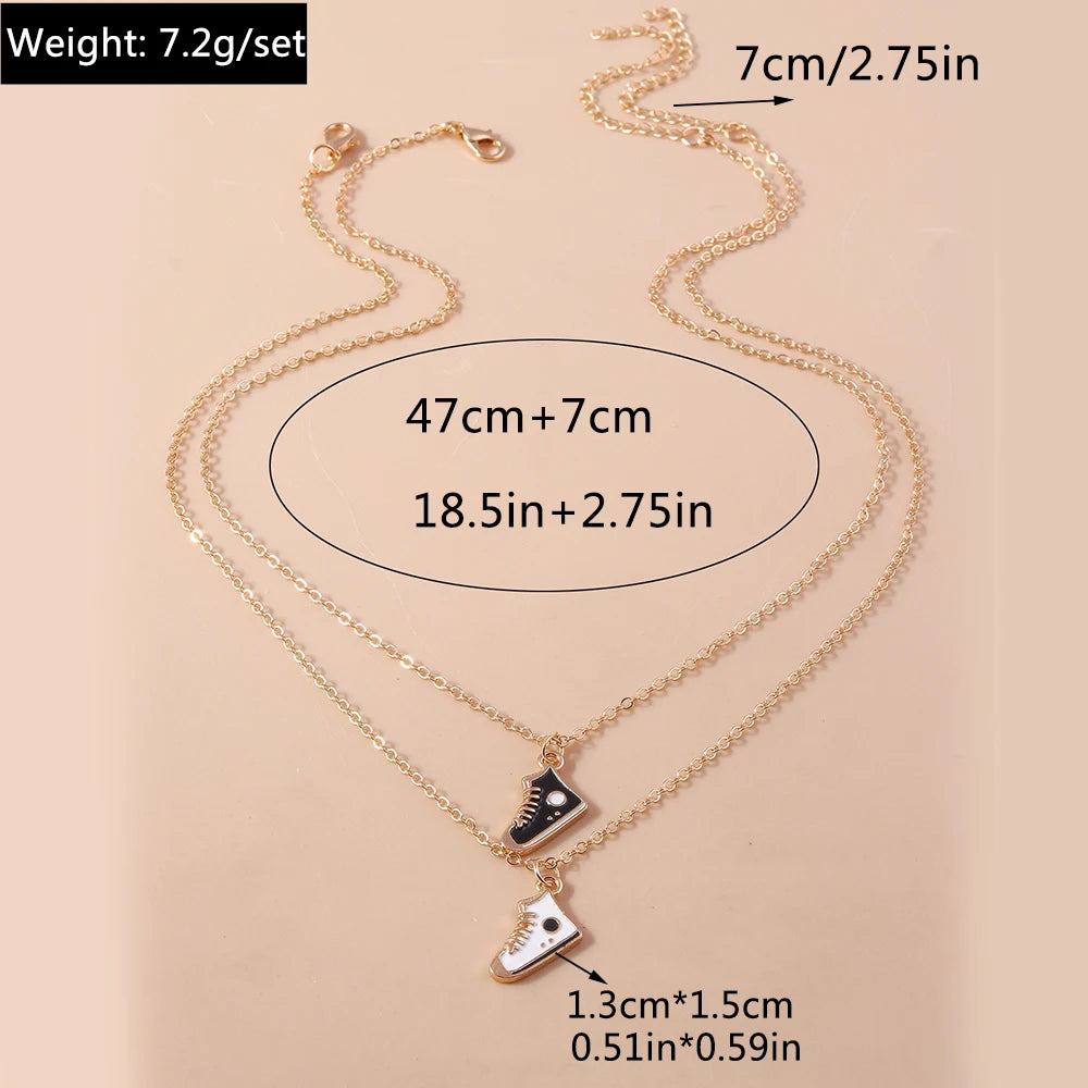 Cute Enamel Dog Cat Paw Necklaces for Women Men BFF Best Friends Couple Matching Pendant Necklace Set Birthday Gifts