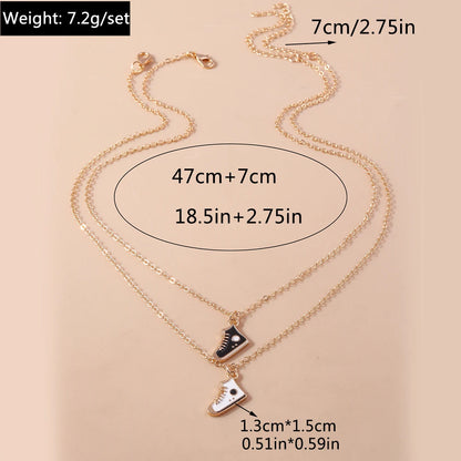 Cute Enamel Dog Cat Paw Necklaces for Women Men BFF Best Friends Couple Matching Pendant Necklace Set Birthday Gifts