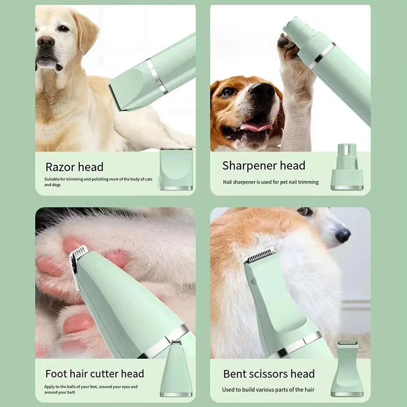 4-in-1 Multi-functional Electric Dog Clippers For Grooming Cordless Dog Shaver Clippers Trimmers Low Noise Pet Grooming Tools