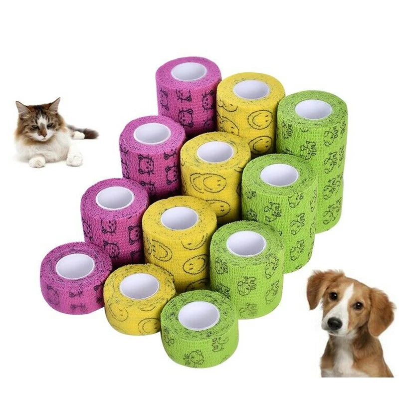 Medical Self Adhesive Elastic Bandage 5cm x 4.8m for Dogs Cats Pet Sports Wrap Tape Finger Joint Knee First Aid Kit Pet Tape