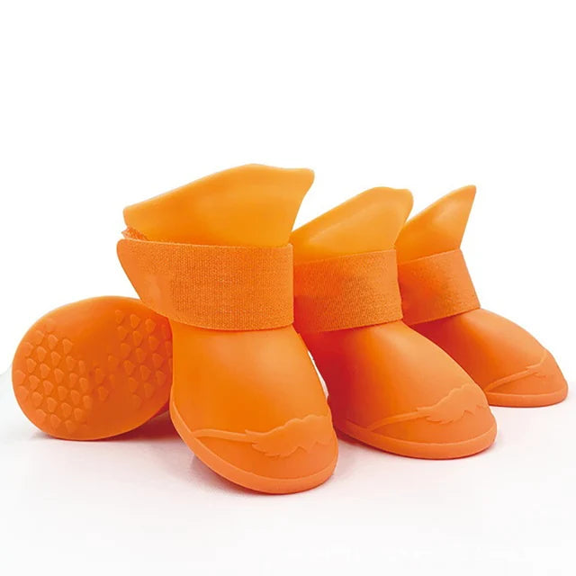 4Pcs Pet WaterProof Rainshoe Anti-slip Rubber Boot For Small Medium Large Dogs Cats Outdoor Shoe Dog Ankle Boots Pet Accessories