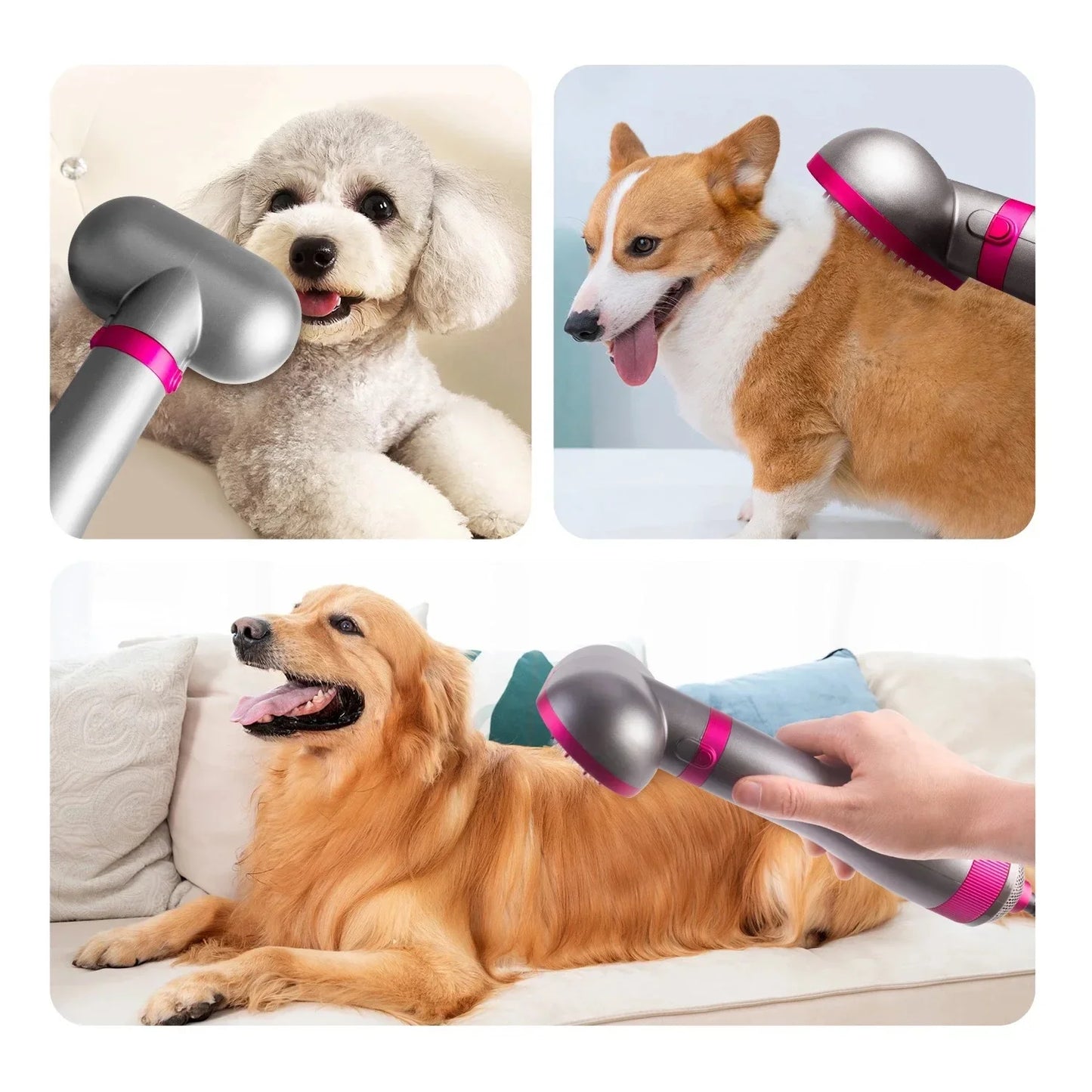 ペットヘアドライヤーソフトコーミング一体型小型・中型猫犬用ヘアドライヤー犬猫用ブロー乾燥静音ヘア乾燥