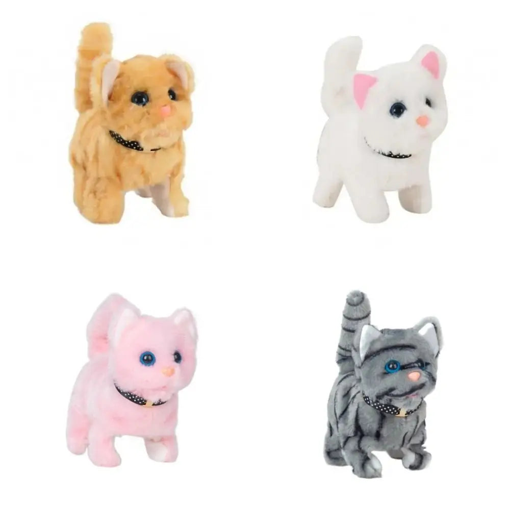 New Walking Kitty Plush Toy Electric Interactive Cat Stuffed Animal Meowing Tail Wagging Head Nodding Cat Pet Toy For Kids Gift