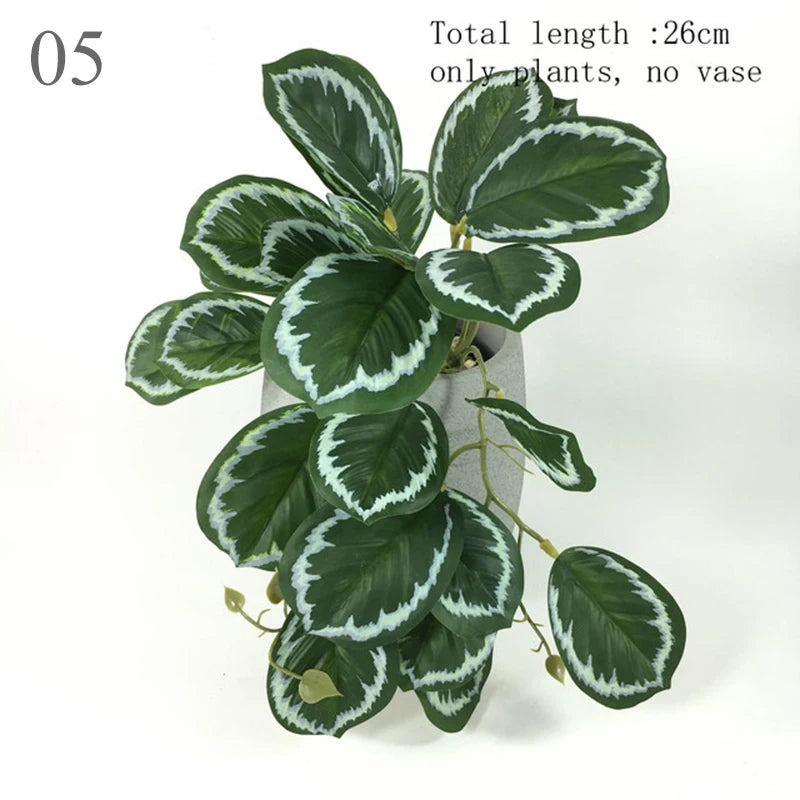 Artificial Terrarium Plant for Reptile Amphibian for Tank Pet Habitat Decorations Lifelike Tropical Leaves Plastic Leaf Rattan