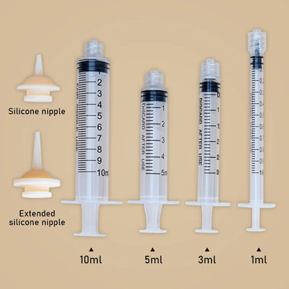 Pet Feeding Nipple for Kitten Puppy Newborn Cat Silicone Feeding Pacifier with Syringes for Mini Pet Small Dog Milk Feeding