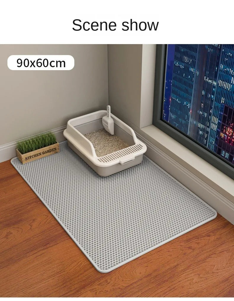 90X60CM Cat Litter Mat Waterproof Double Layer Pet Litter Box Mat Pet Toilet Cat Mat Nonslip Sand Cat Washable Mat Pet Clean