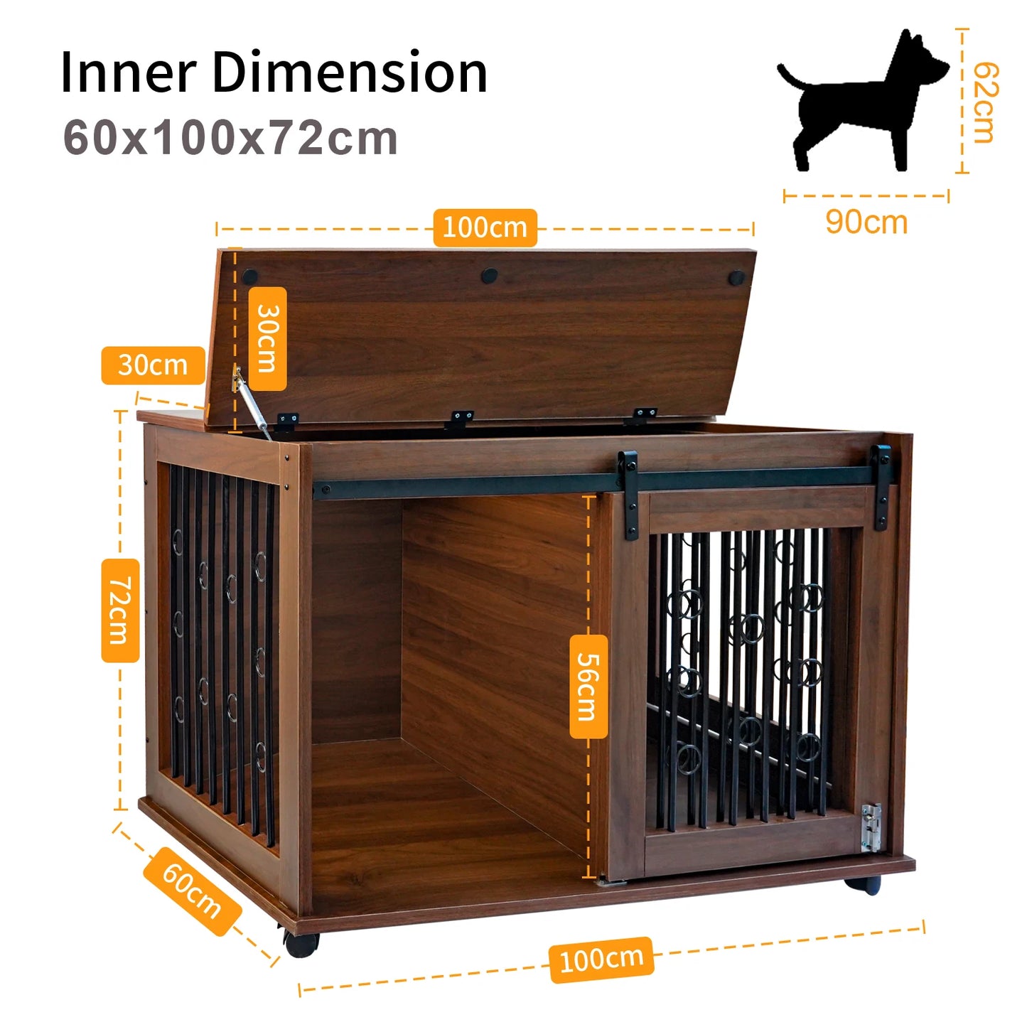 Luxury Wooden Dog Crate with Doors for Small Animals