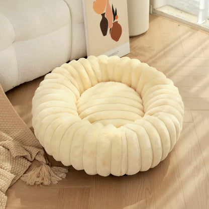 Round Plush Dog Bed for Medium Pets, Winter Soft Nest