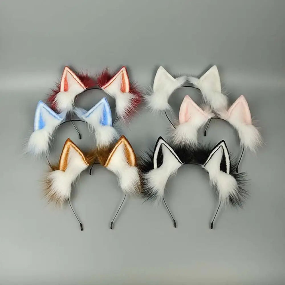 Cute Cat Ears Headband Plush Animal Hair Band Halloween Party Hair Hoops Womens Anime Cosplay Headwear Fancy Props Hair Ornament